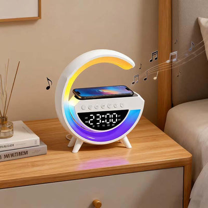 Transform Your Space with the 4-in-1 Wireless Speaker, Charger, and LED Bedside Lamp - Perfect for Mood Lighting and Gift Giving!