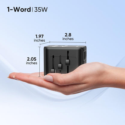 MOMAX UA9 Universal Travel Adapter - 35W PD Fast Charging with 5 Ports for Global Adventures