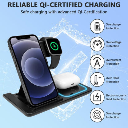 Ultimate 3-in-1 Wireless Charging Station: Fast Charge Your Apple & Samsung Devices with Ease - Includes QC 3.0 Adapter!