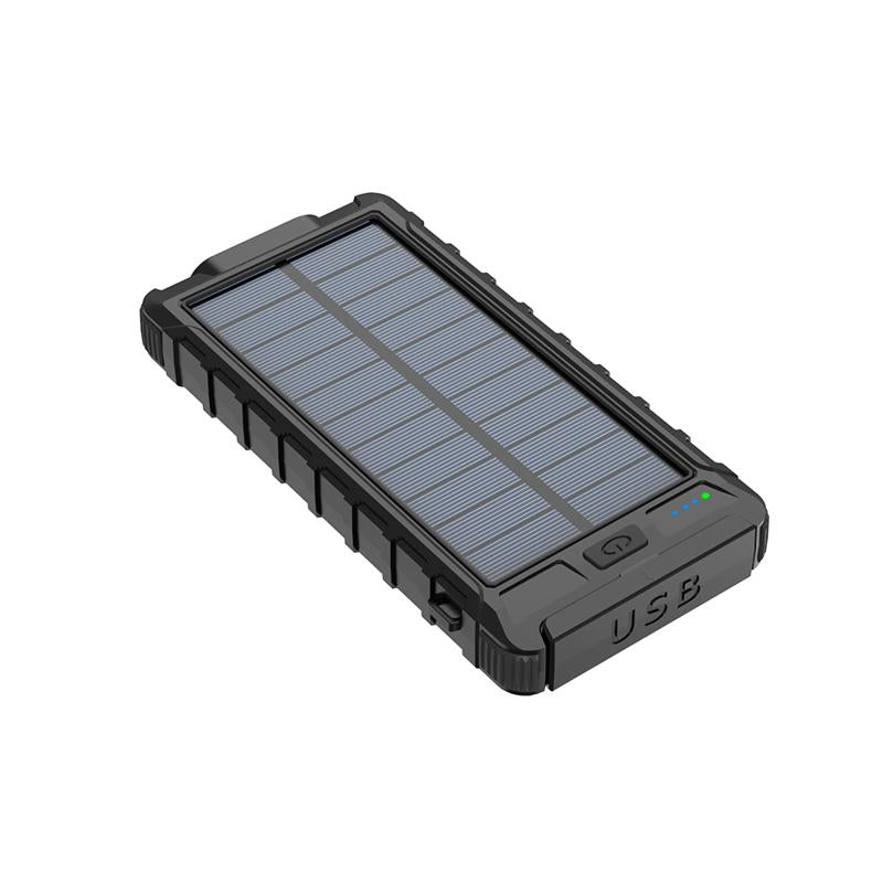 Power Up Your Adventures with the 10000mAh Solar Power Bank - Waterproof, Shockproof, and Fast Charging with Dual LED Flashlight and Compass!