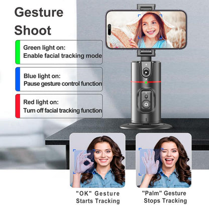 Elevate Your Streaming Game with the Professional Auto Face Tracking Phone Holder and Gimbal Stabilizer - Perfect for Vlogging & Live Streaming, No App Needed!