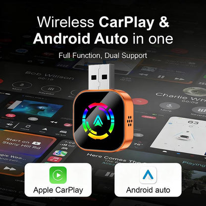Yurnlv 2026 Wireless CarPlay Adapter - Effortless Connectivity for iPhone & Android with Hands-Free Calling in Vibrant Orange