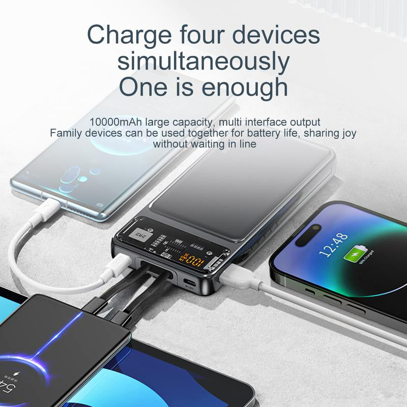 Power Up Your Devices with the 10000mAh Intelligent Super Fast Charging Power Bank – Charge 4 Devices Simultaneously!