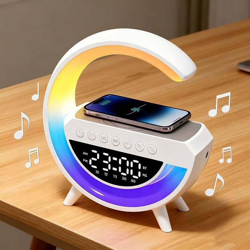 Transform Your Space with the 4-in-1 Wireless Speaker, Charger, and LED Bedside Lamp - Perfect for Mood Lighting and Gift Giving!