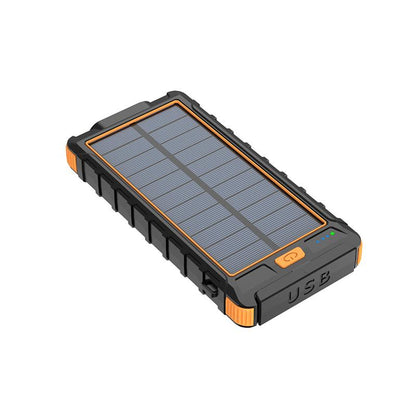 Power Up Your Adventures with the 10000mAh Solar Power Bank - Waterproof, Shockproof, and Fast Charging with Dual LED Flashlight and Compass!
