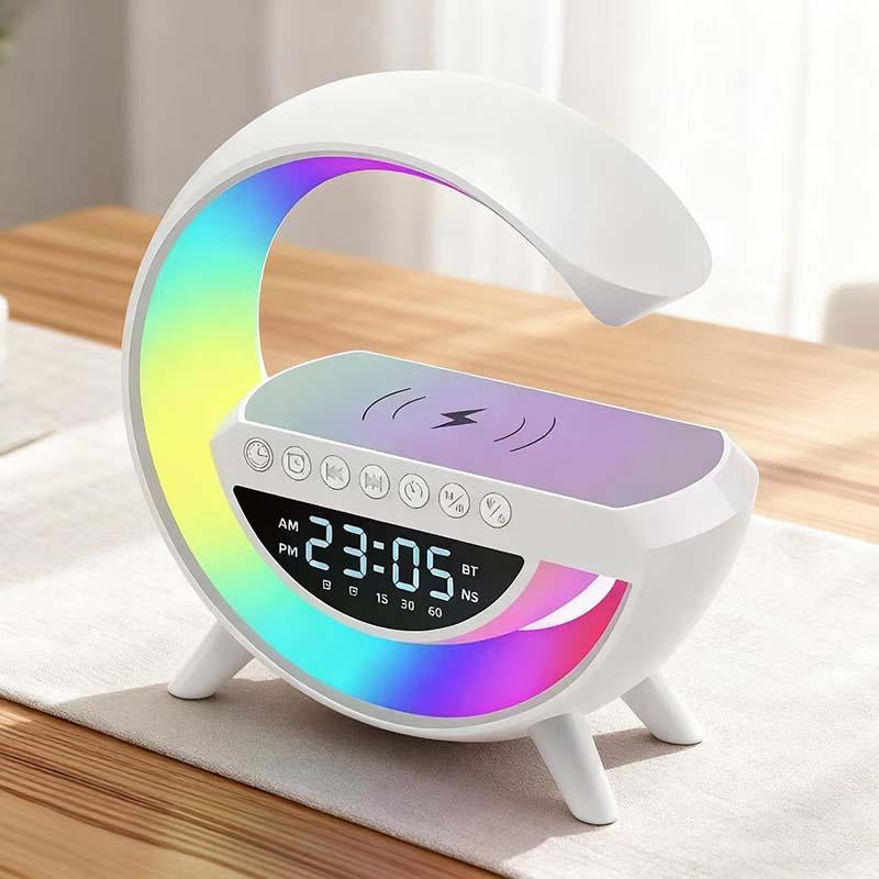 Transform Your Space with the 4-in-1 Wireless Speaker, Charger, and LED Bedside Lamp - Perfect for Mood Lighting and Gift Giving!