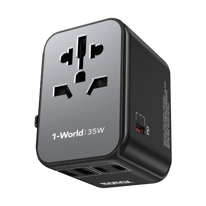 MOMAX UA9 Universal Travel Adapter - 35W PD Fast Charging with 5 Ports for Global Adventures