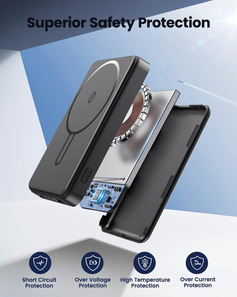 Unleash Power On-the-Go: Crazywhale Ultra Slim 12000mAh MagSafe Power Bank - 3-in-1 Magnetic Portable Charger with 22.5W PD for iPhone 17 Pro Max, iPad, and Android Devices