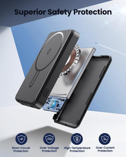 Unleash Power On-the-Go: Crazywhale Ultra Slim 12000mAh MagSafe Power Bank - 3-in-1 Magnetic Portable Charger with 22.5W PD for iPhone 17 Pro Max, iPad, and Android Devices