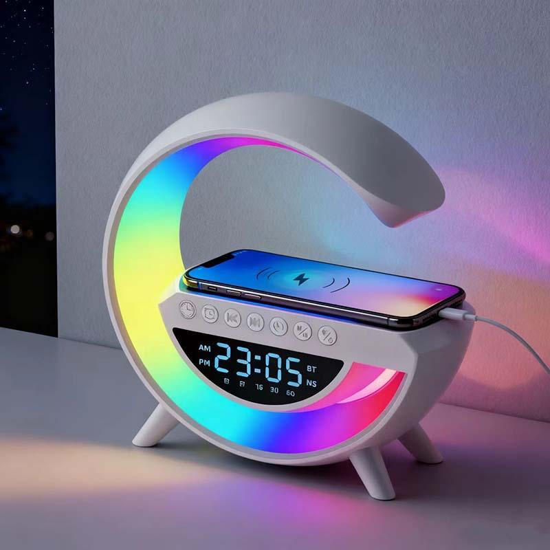 Transform Your Space with the 4-in-1 Wireless Speaker, Charger, and LED Bedside Lamp - Perfect for Mood Lighting and Gift Giving!