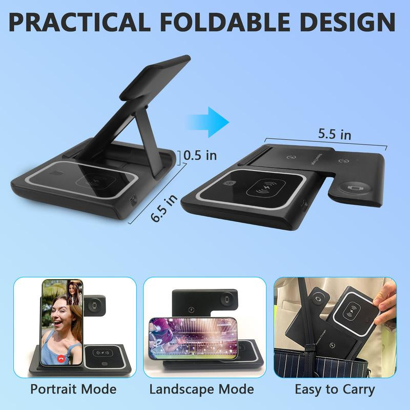 Ultimate 3-in-1 Wireless Charging Station: Fast Charge Your Apple & Samsung Devices with Ease - Includes QC 3.0 Adapter!