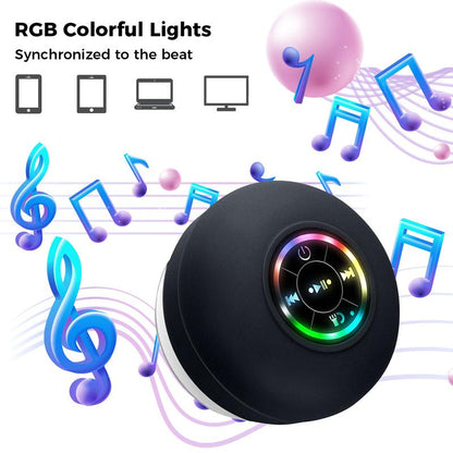 Ultimate Portable Waterproof Bluetooth Speaker with LED Lights - Rechargeable Wireless Design for Home, Bathroom, and Outdoor Fun - Hands-Free Operation in Sleek Black