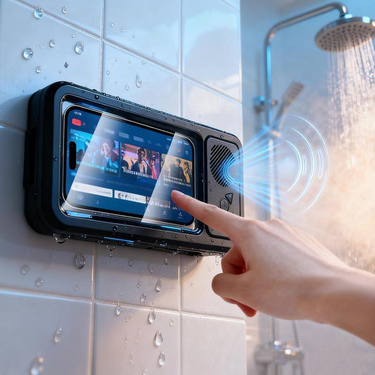 Experience Ultimate Sound Anywhere with Our Waterproof 360° Rotating Touchscreen Bluetooth Speaker - Perfect for Your Bathroom, Kitchen, and Pool!