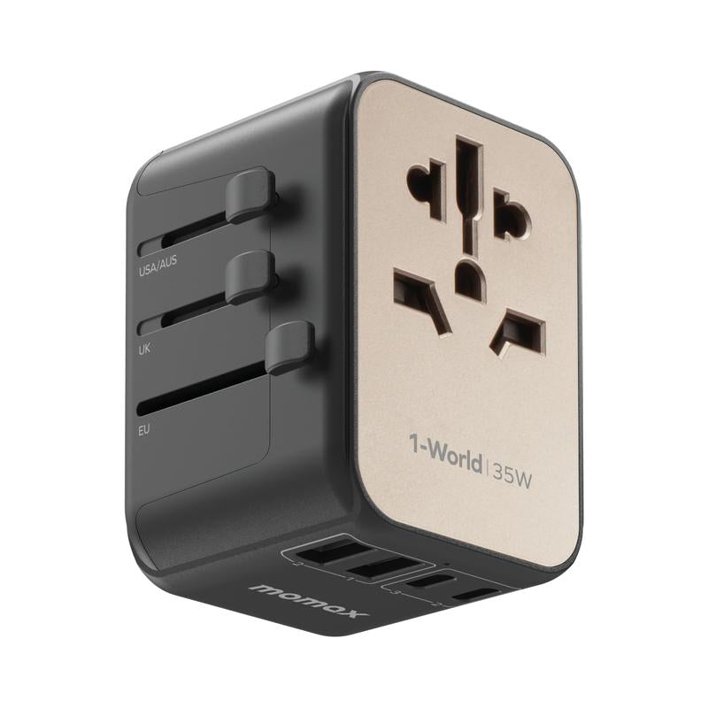 MOMAX UA9 Universal Travel Adapter - 35W PD Fast Charging with 5 Ports for Global Adventures