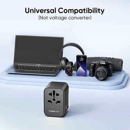 MOMAX UA9 Universal Travel Adapter - 35W PD Fast Charging with 5 Ports for Global Adventures