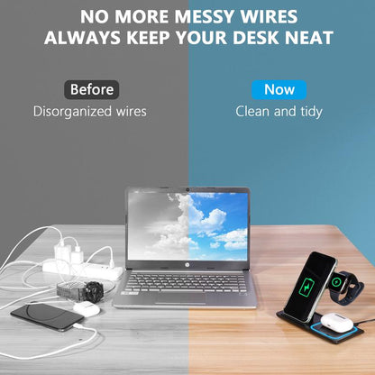 Ultimate 3-in-1 Wireless Charging Station: Fast Charge Your Apple & Samsung Devices with Ease - Includes QC 3.0 Adapter!
