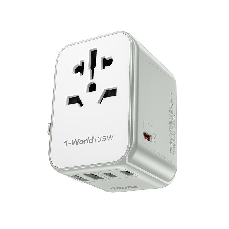MOMAX UA9 Universal Travel Adapter - 35W PD Fast Charging with 5 Ports for Global Adventures