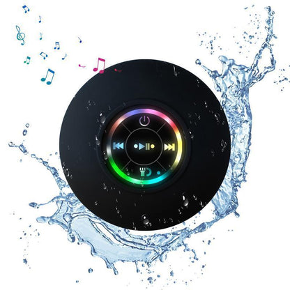 Ultimate Portable Waterproof Bluetooth Speaker with LED Lights - Rechargeable Wireless Design for Home, Bathroom, and Outdoor Fun - Hands-Free Operation in Sleek Black