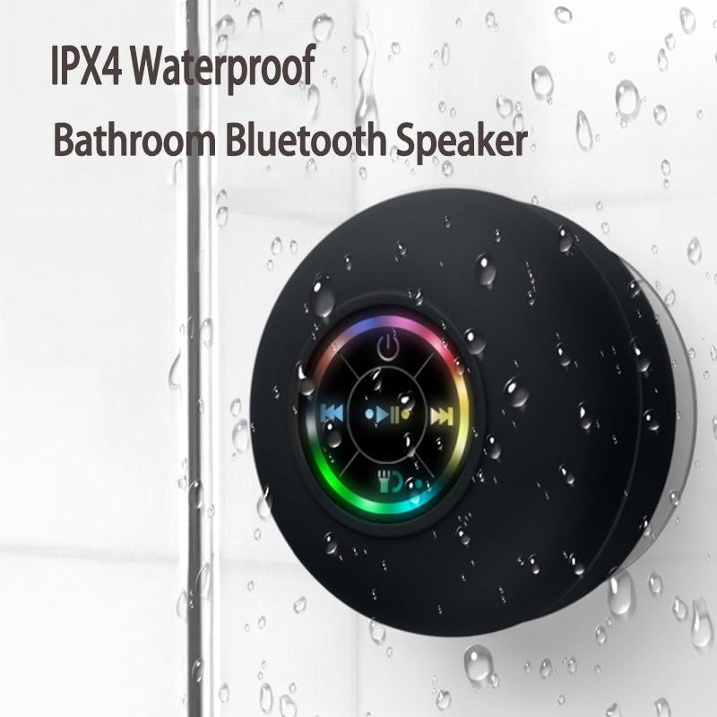 Ultimate Portable Waterproof Bluetooth Speaker with LED Lights - Rechargeable Wireless Design for Home, Bathroom, and Outdoor Fun - Hands-Free Operation in Sleek Black