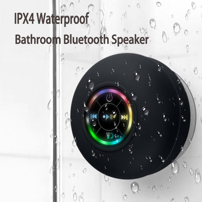 Ultimate Portable Waterproof Bluetooth Speaker with LED Lights - Rechargeable Wireless Design for Home, Bathroom, and Outdoor Fun - Hands-Free Operation in Sleek Black