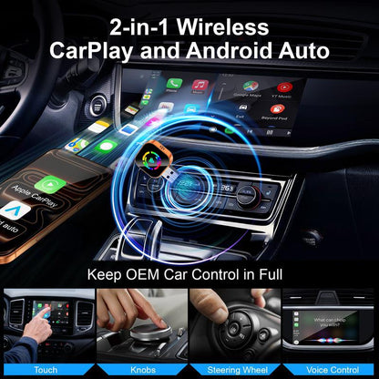 Yurnlv 2026 Wireless CarPlay Adapter - Effortless Connectivity for iPhone & Android with Hands-Free Calling in Vibrant Orange