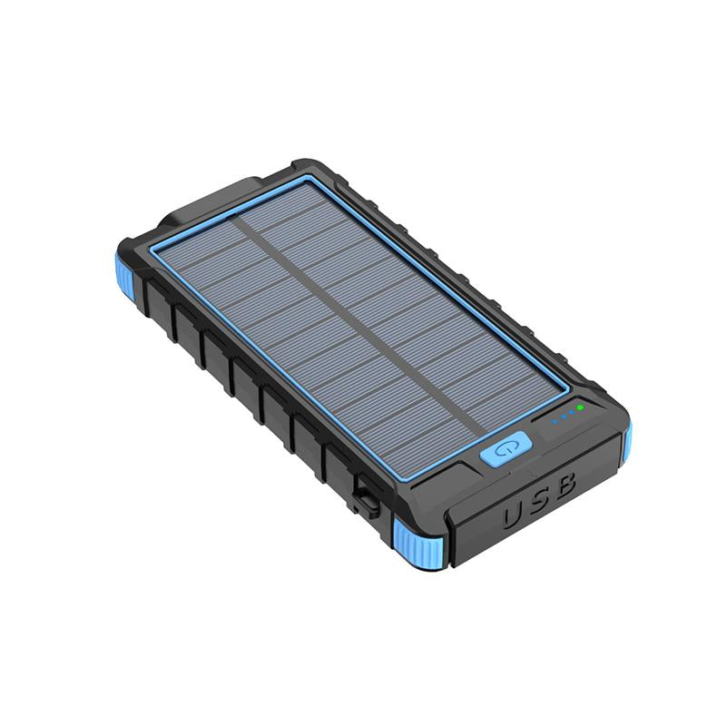 Power Up Your Adventures with the 10000mAh Solar Power Bank - Waterproof, Shockproof, and Fast Charging with Dual LED Flashlight and Compass!