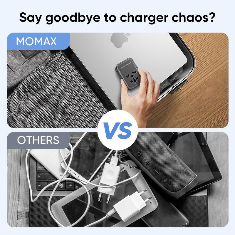 MOMAX UA9 Universal Travel Adapter - 35W PD Fast Charging with 5 Ports for Global Adventures