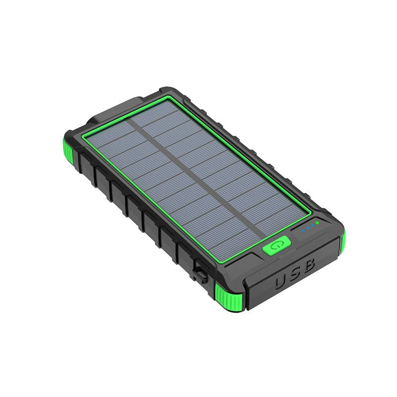 Power Up Your Adventures with the 10000mAh Solar Power Bank - Waterproof, Shockproof, and Fast Charging with Dual LED Flashlight and Compass!