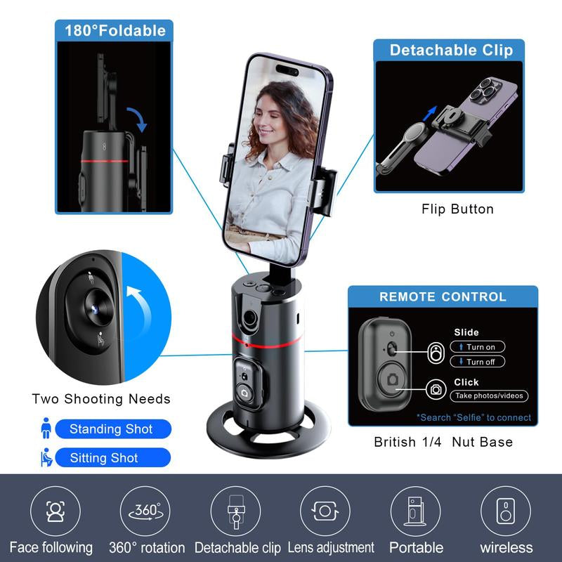 Elevate Your Streaming Game with the Professional Auto Face Tracking Phone Holder and Gimbal Stabilizer - Perfect for Vlogging & Live Streaming, No App Needed!